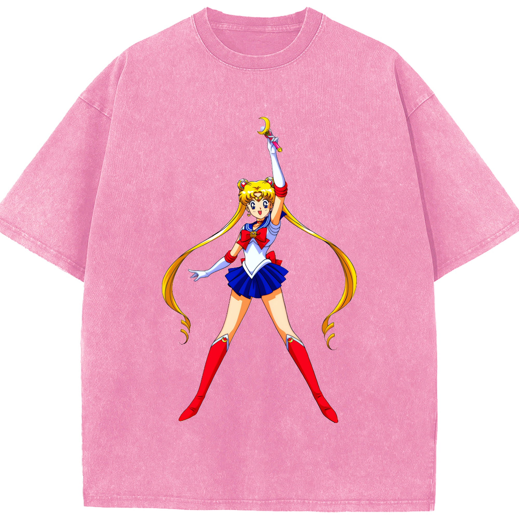 （画像用） 美少女戦士セーラームーン 月野 うさぎ つきの うさぎ Sailor Moon Tsukino Usagi 綿100% ヴィンテージ風 半袖Tシャツ（フロントプリント）